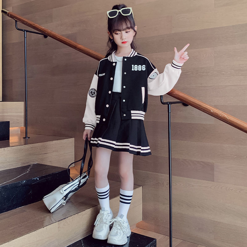 学院风女童棒球服套装儿童姐妹装十岁中大童小学生女孩衣服开学季