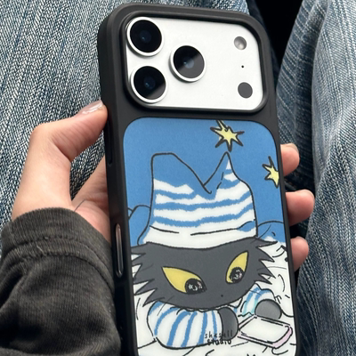 Shesell「夜猫子」iphone17pro手机壳碳纤纹原创ag磨砂背板magsafe情侣闺蜜礼物可爱