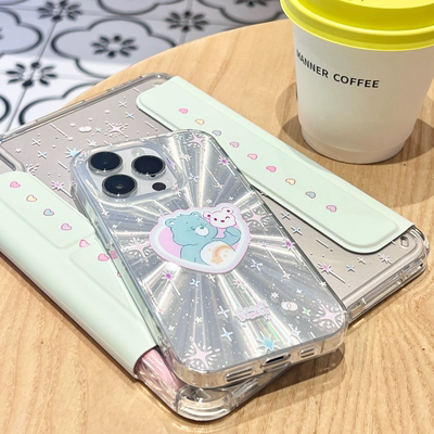 Shesell「害羞熊」可爱银色iPhone手机壳光面IMD双层全包壳防摔细闪卡通少女春夏