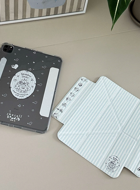 Shesell「baby蓝」原创Y折亚克力华为苹果iPad保护壳matepad磁吸拆分蚕丝纹抗污带笔槽横竖