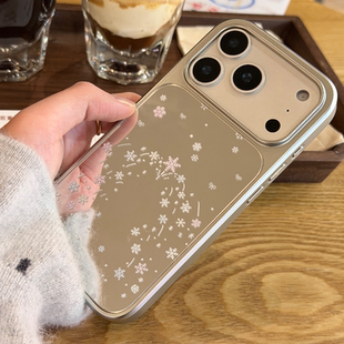 Shesell「雪花树」iphone17pro手机壳镜面电镀银边情侣闺蜜防撞手感好简约可爱