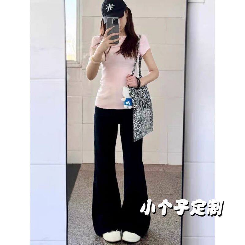 145小个子黑色休闲不贴喇叭牛仔裤女2025阔腿显瘦裤百搭拖地裤子