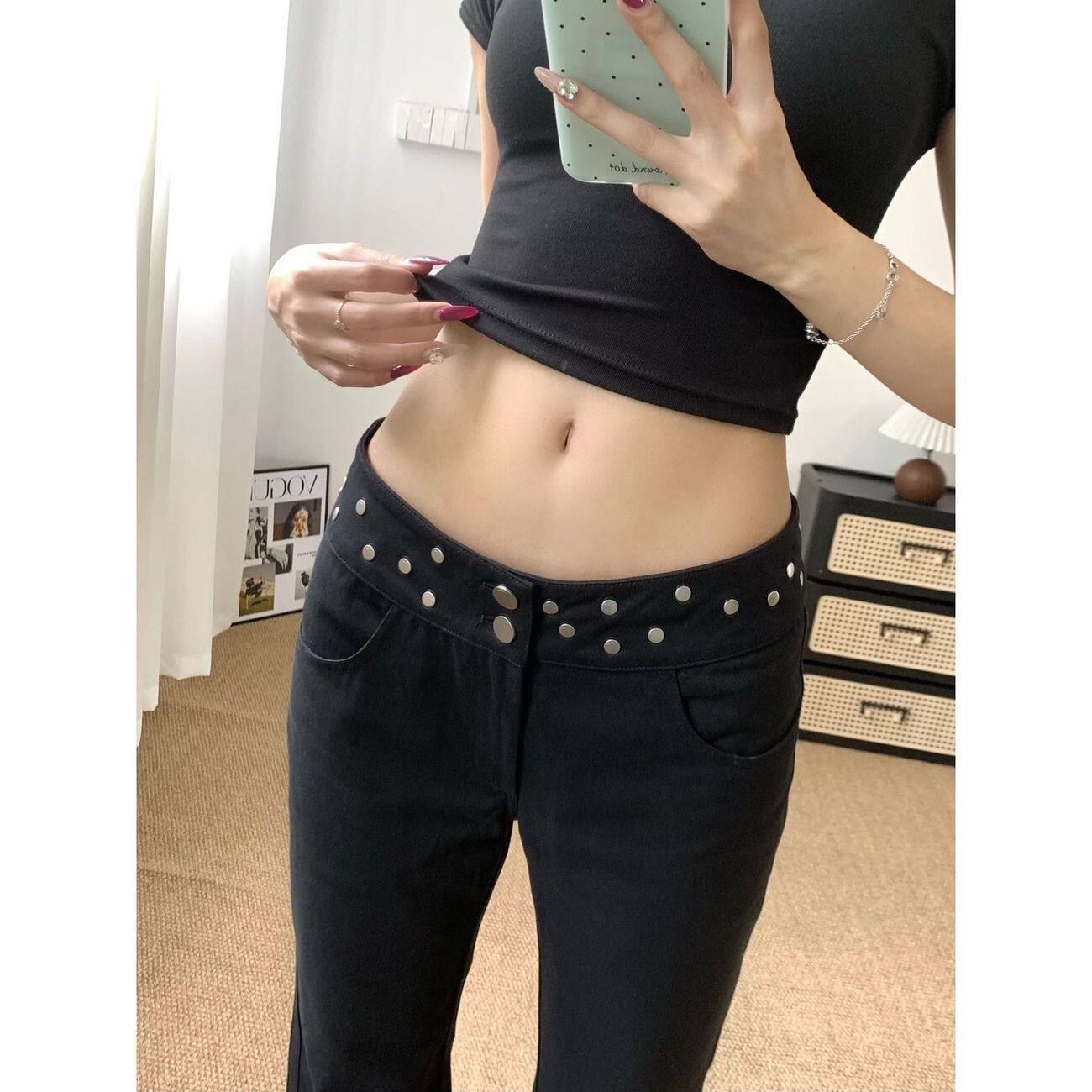 低腰小个子一米五设计牛仔裤女
