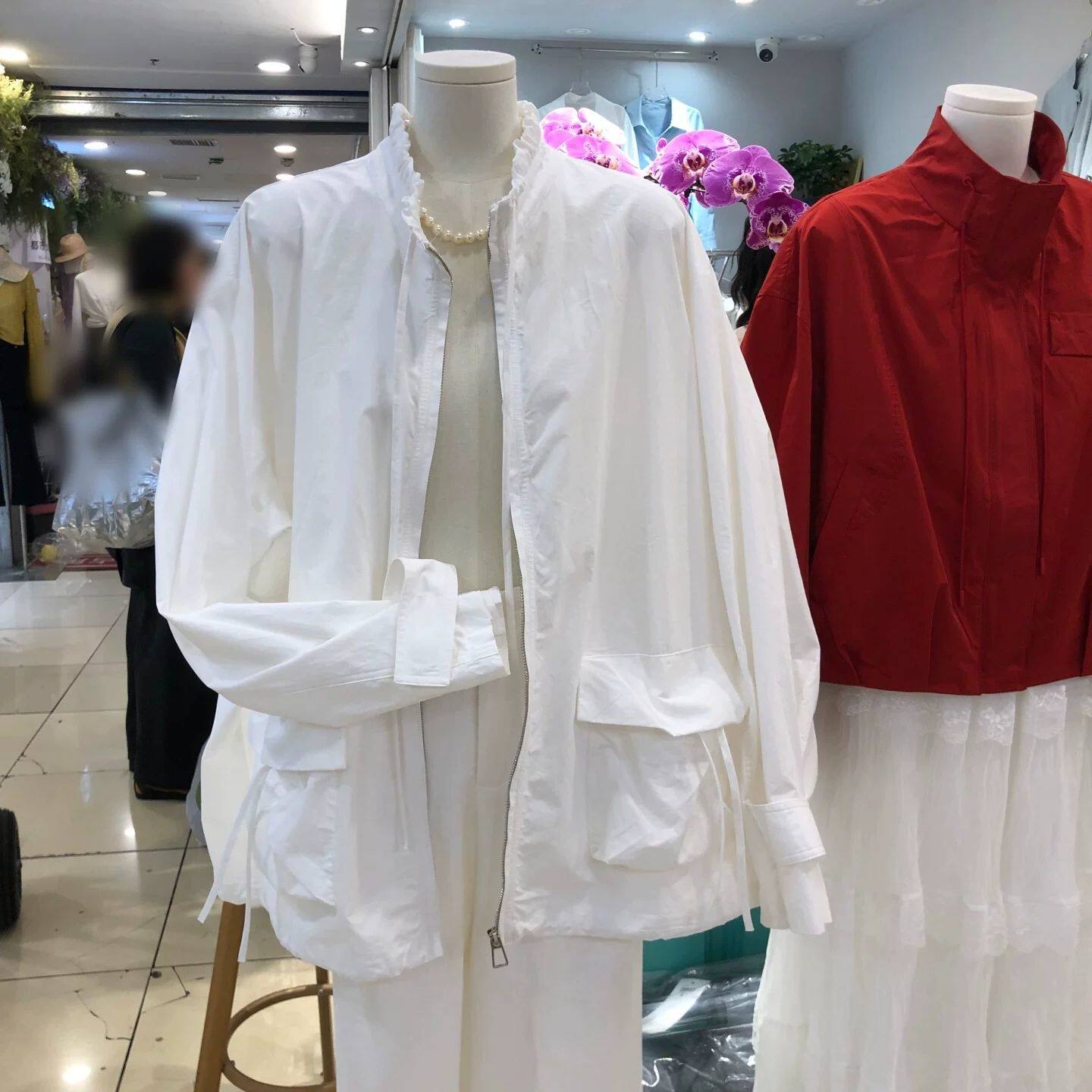 超火洋气韩系慵懒风宽松立领薄款外套女春夏季冲锋衣夹克防晒衣女