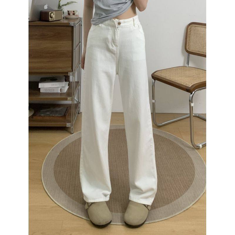 小个子一米五美式复古微喇牛仔裤女高腰显瘦宽松直筒新款喇叭裤子