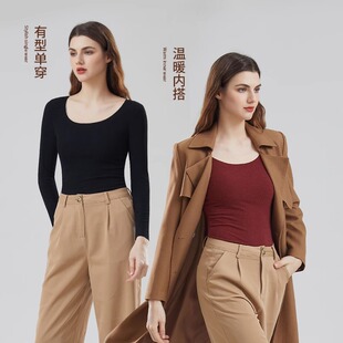 2024秋冬新款 打底衫 女内穿外搭修身 显瘦 女士保暖内衣发热秋衣裤