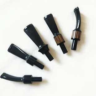 烟斗配件斗嘴亚克力黑色 手工斗制作配件咬嘴烟斗尾巴3mm烟道短柄