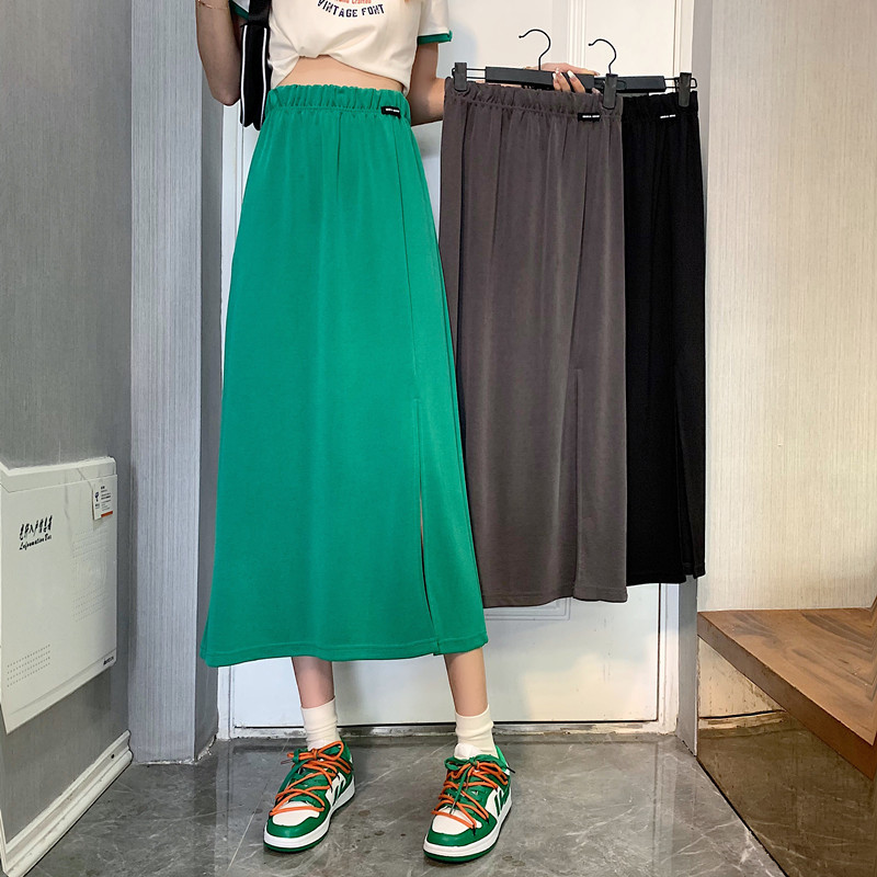 Real shot real price Korean high waist irregular split length skirt shows thin design sense small minority character skirt