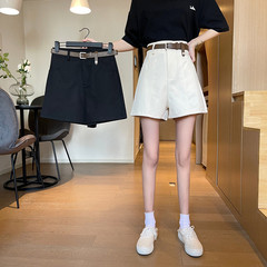 Real shot real price Korean high waist slim casual wide leg pants A-line pants, shorts for belt