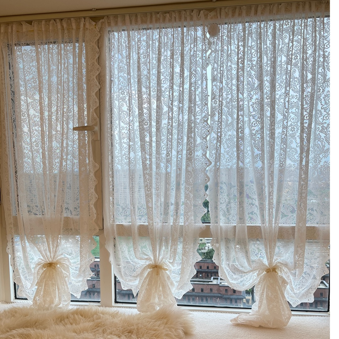 免打孔安装蕾丝纱帘窗帘门帘隔