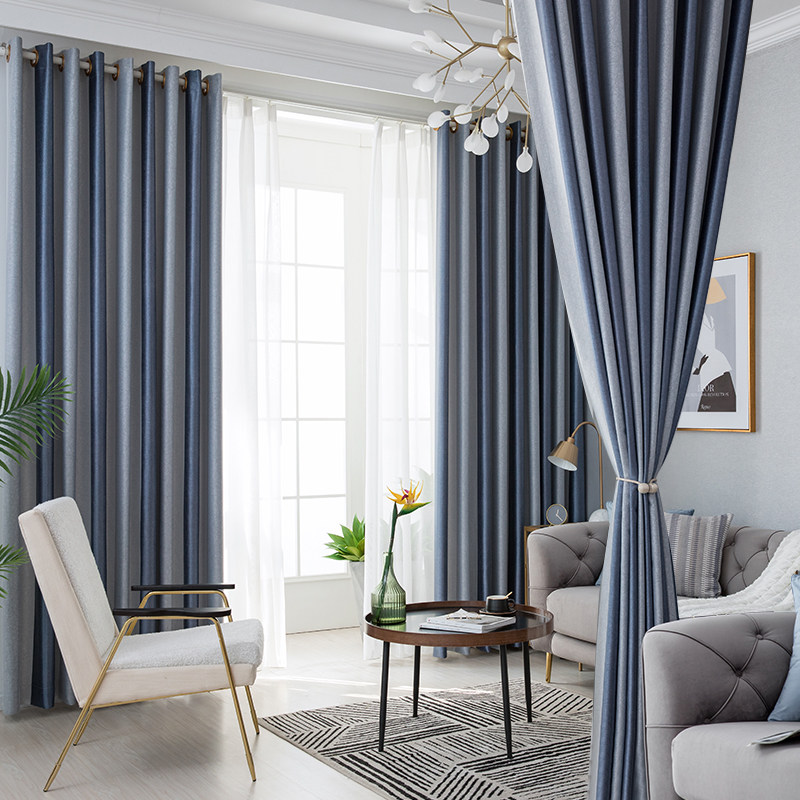 窗帘北欧简约卧室客厅飘窗隔热全遮光免打孔网红款窗帘成品遮阳布