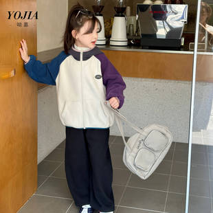 YOJIA女童双面绒外套冬季2025新款洋气童装上衣加绒加厚儿童冬装