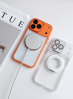 一家不会撞壳的店商务简约磁吸支架手机壳适用苹果16pro17/12百搭情侣防摔iPhone15pm13P14max全包镜头保护套