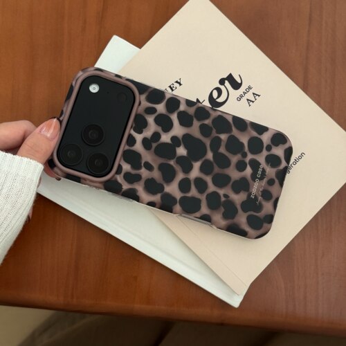 一家不会撞壳的店经典气质高级豹纹手机壳适用苹果iphone17P18p16PROpromax18p15PM磨砂硅胶包边软防摔保护套