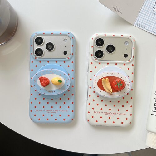 一家不会撞壳的店创意简约波点手机壳适用苹果16pro17air桌面追剧气囊磁吸支架防摔iPhone15pm13P14max保护套