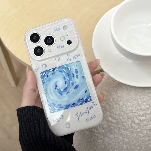 一家不会撞壳的店个性奇幻海洋漩涡鱼群手机壳适用苹果iphone17P16PRO14promax15p13百搭男imd硅胶防摔保护壳