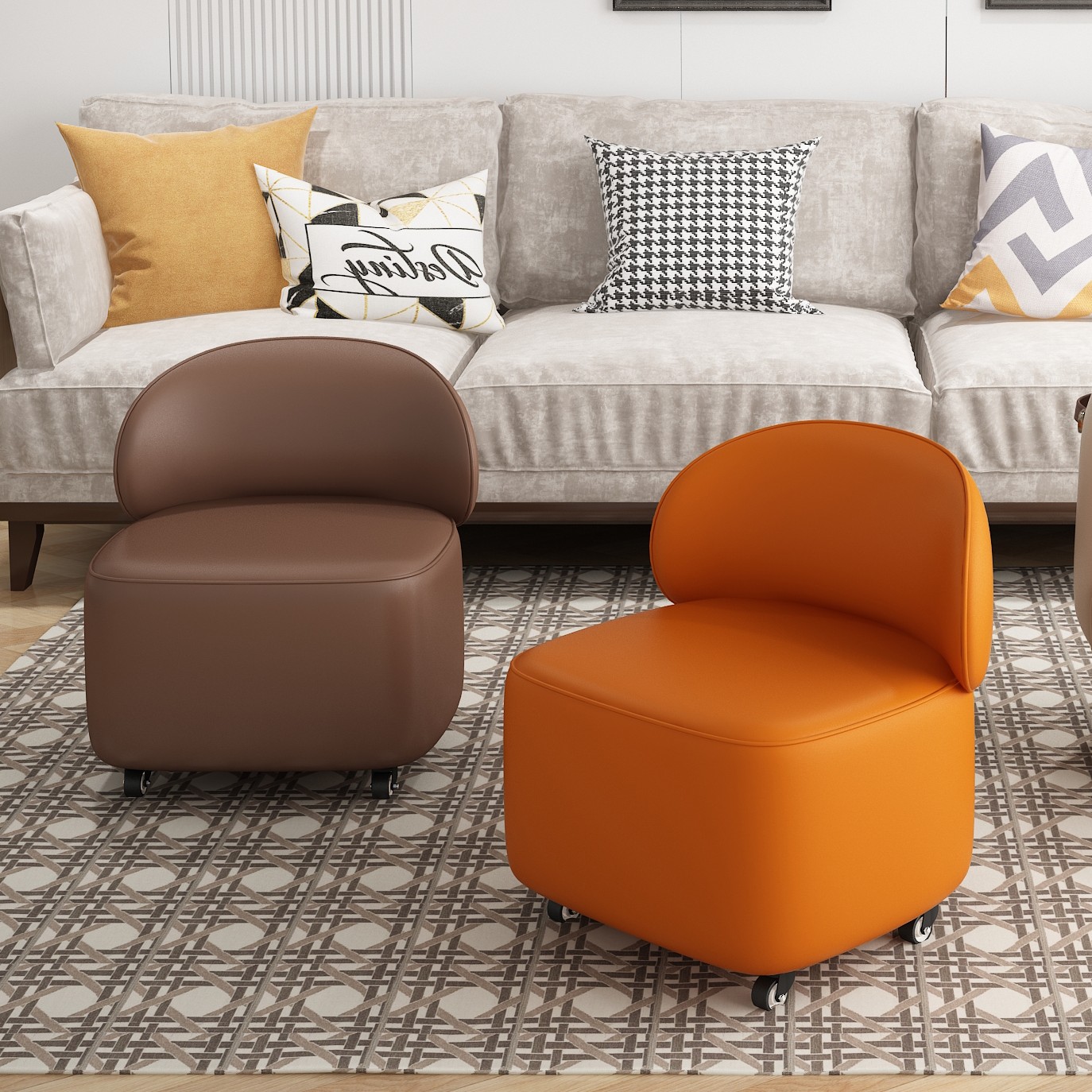 客厅小凳子高级感靠背简约现代家用换鞋凳轻奢茶几凳沙发凳矮凳