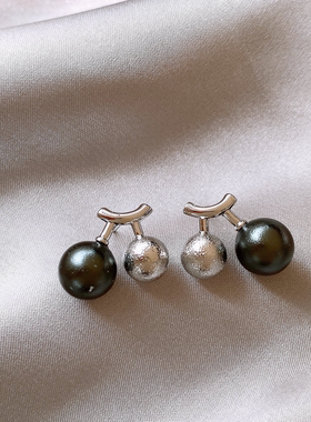 MEILAIFUREN高端定制灰色樱桃耳钉女2025新款爆款轻奢高级感耳环