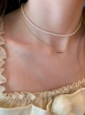高级感颈链珍珠双层叠戴项链