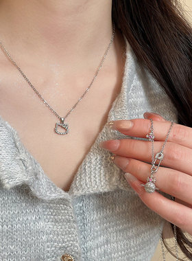 轻奢精致巨好看镶钻KT猫时尚项链