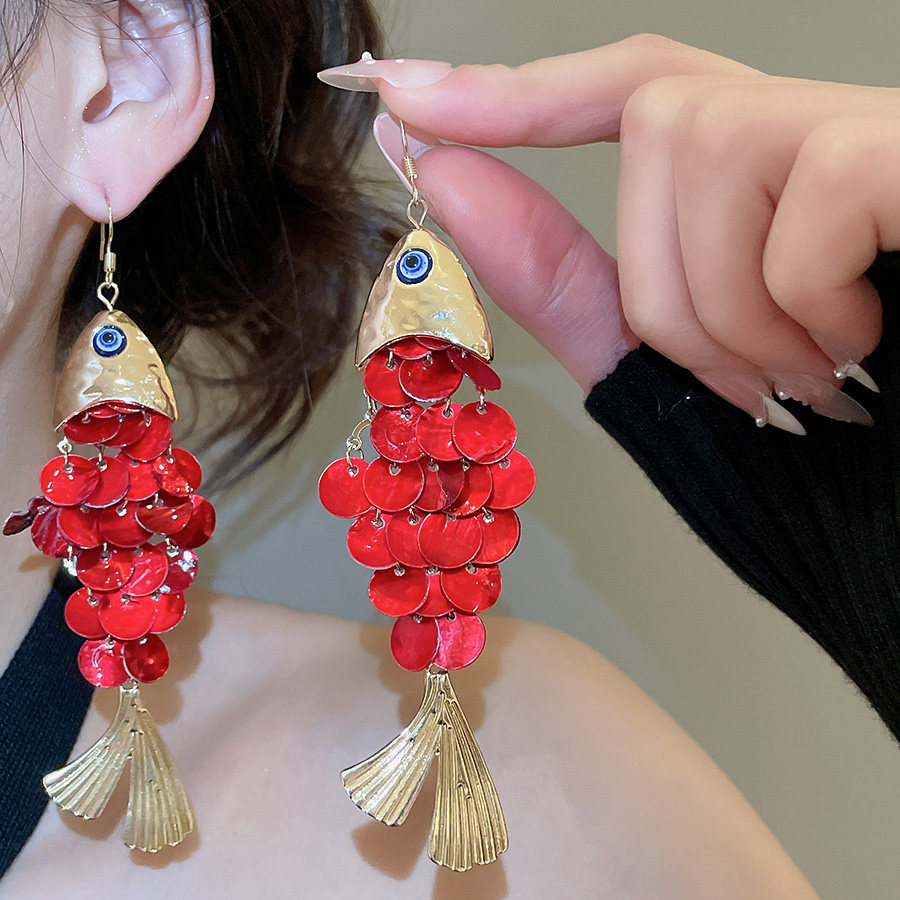 MEILAIFUREN高端定制复古鱼形贝壳流苏吊坠耳钩新中式高级感耳环,饰品/流行首饰/时尚饰品新,耳环,淘宝优惠券,粉丝福利购,淘宝优惠卷