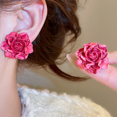 MEILAIFUREN高端定制复古浪漫优雅玫瑰花耳钉超仙绝美精致耳环女