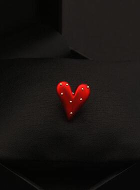 MEILAIFUREN 可爱红色爱心衬衫领扣高端定制衣角扣装饰胸针配饰女