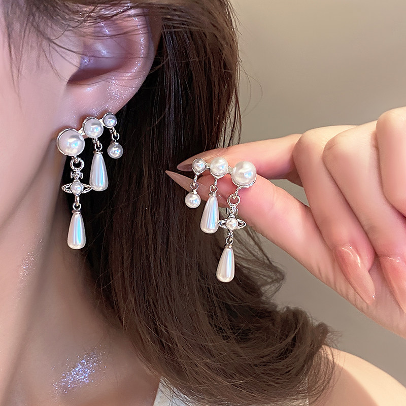 水滴流苏耳环女轻奢高级耳钉