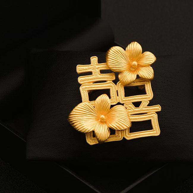 MEILAIFUREN 平安百合花喜字胸针百年好合喜庆西装礼服胸花女配饰