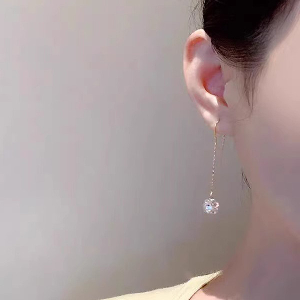 MEILAIFUREN高端定制简约百搭超闪钻球耳钉长款流苏耳线女耳饰品,饰品/流行首饰/时尚饰品新,耳线,淘宝优惠券,粉丝福利购,淘宝优惠卷