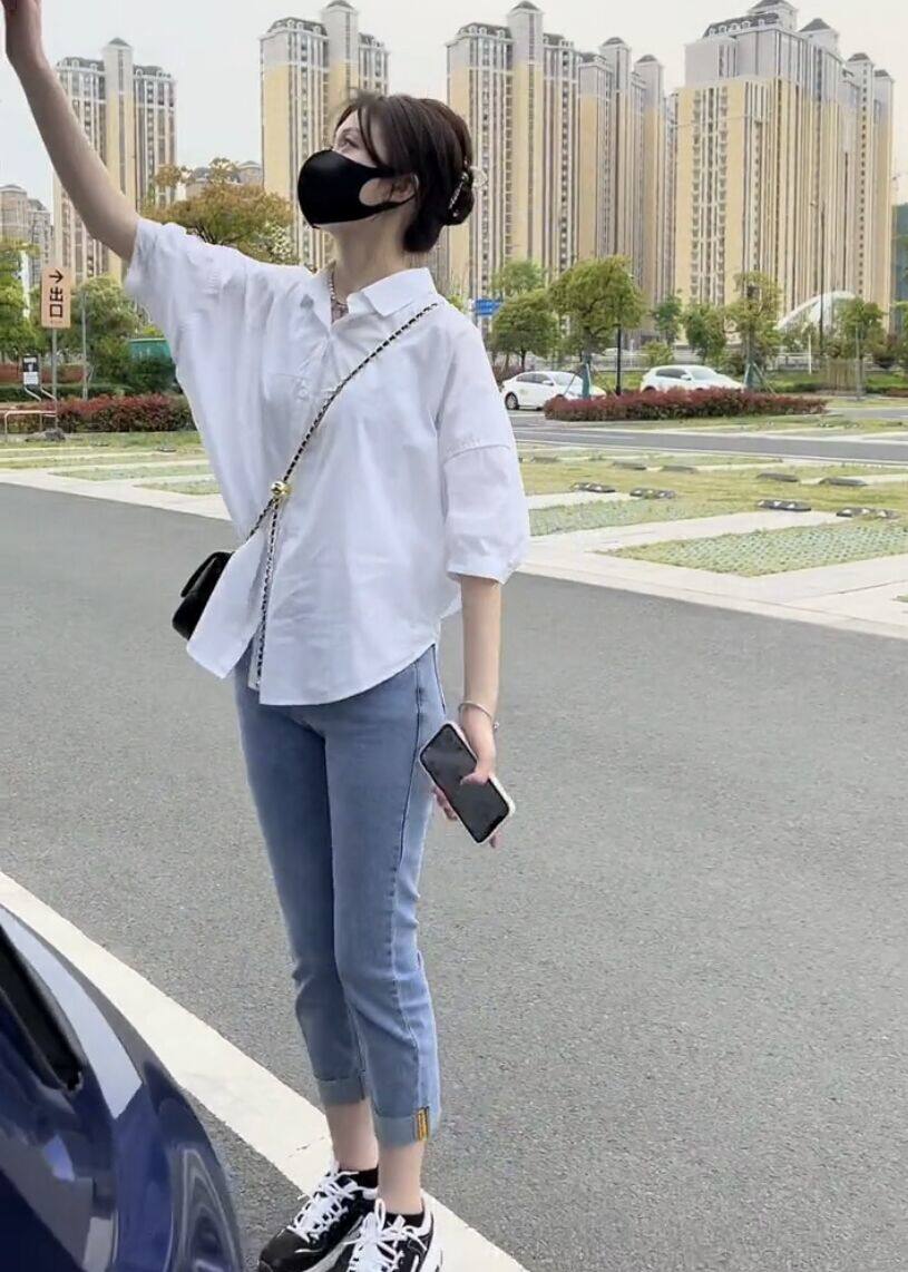 출산 탑 대형 루즈 캐주얼 여름 얇은 아우터 화이트 셔츠 전문 슬림 워크 워시 코튼 셔츠