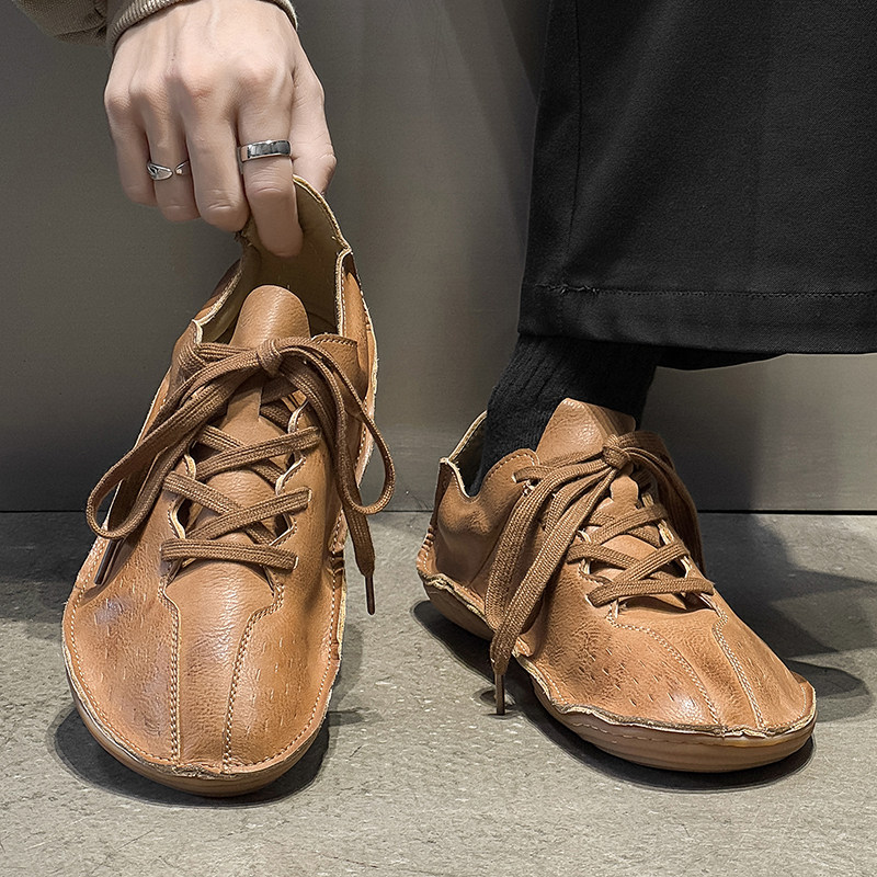 小众设计感复古平底德训鞋男女户外休闲软底软面皮鞋低帮手工潮鞋,流行男鞋,德训鞋,淘宝优惠券,粉丝福利购,淘宝优惠卷