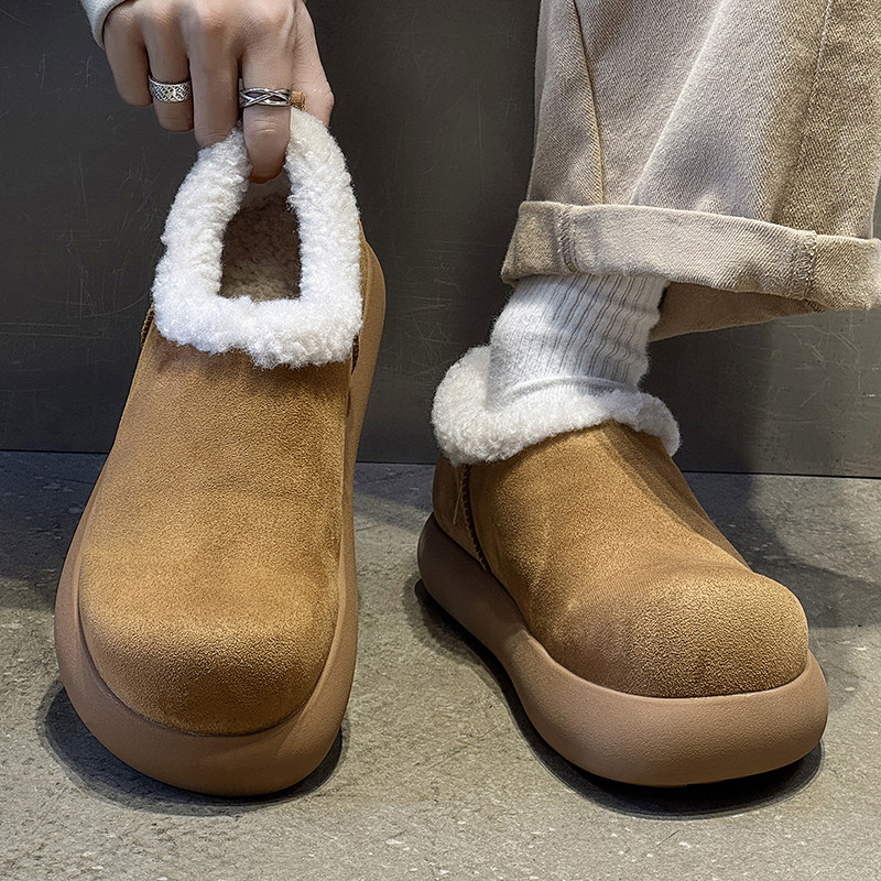 全包勃肯鞋男女冬季加绒保暖雪地靴一脚蹬毛毛鞋情侣款小土豆棉鞋