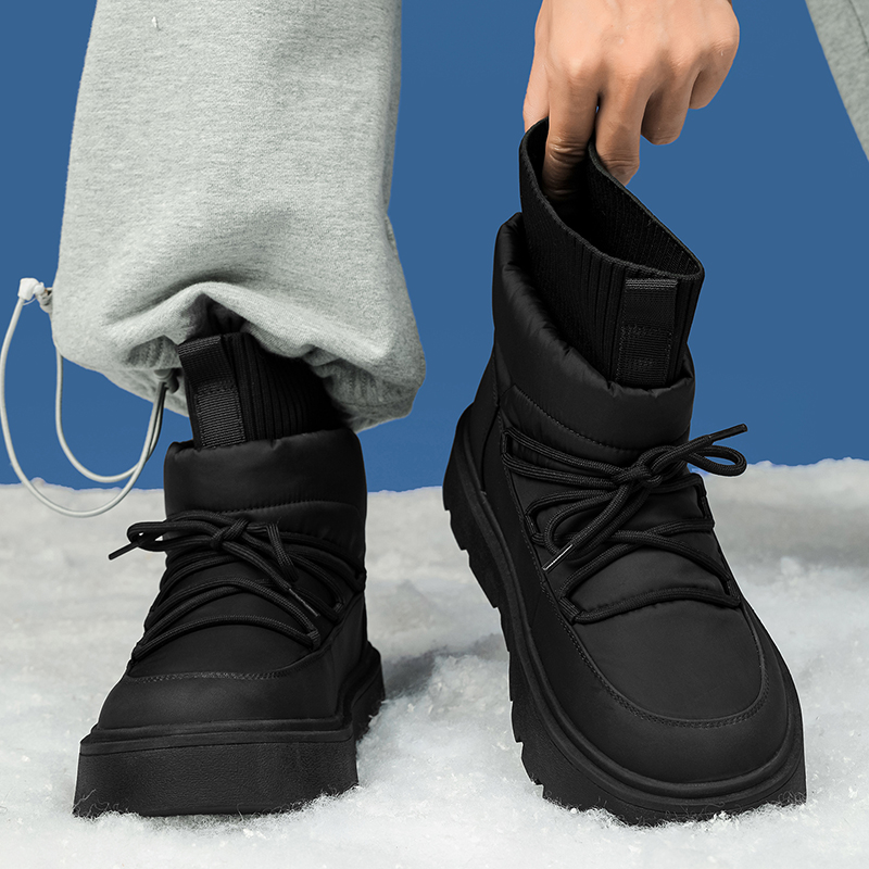 冬季雪地靴男女厚底增高加绒保暖东北大棉鞋情侣款防水防寒马丁靴
