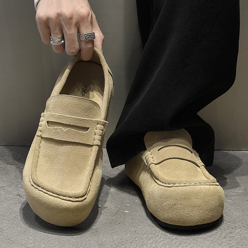 2026新款夏季一脚蹬乐福鞋男松弛感老钱风全包勃肯鞋透气休闲皮鞋