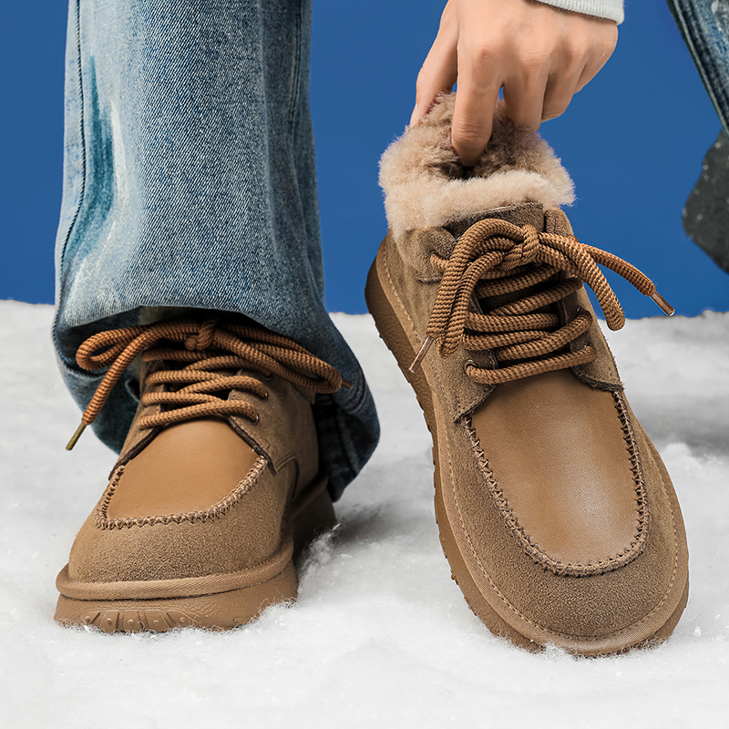 2025冬季新款加绒保暖雪地靴男女情侣款户外休闲防寒棉鞋马丁靴潮