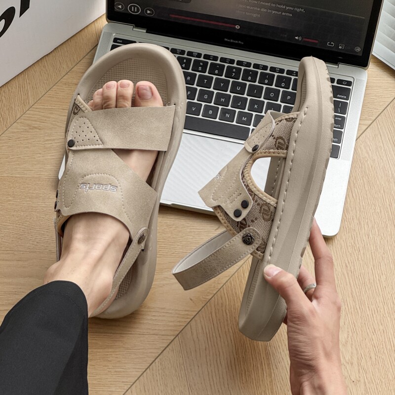 2026新款夏季外穿高级感凉鞋男露趾厚底开车防水沙滩鞋两用拖鞋潮