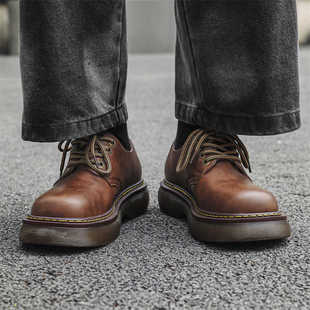 2026新款春季德比鞋男透气复古大头鞋厚底增高英伦男鞋高级感皮鞋