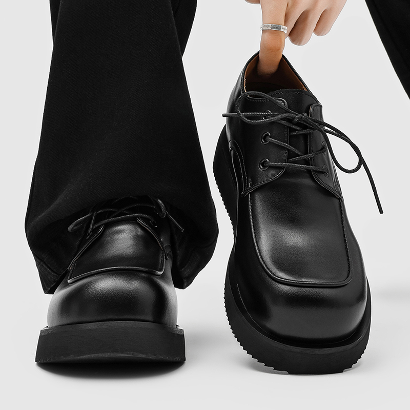 7cm隐形增高德比鞋厚底休闲皮鞋