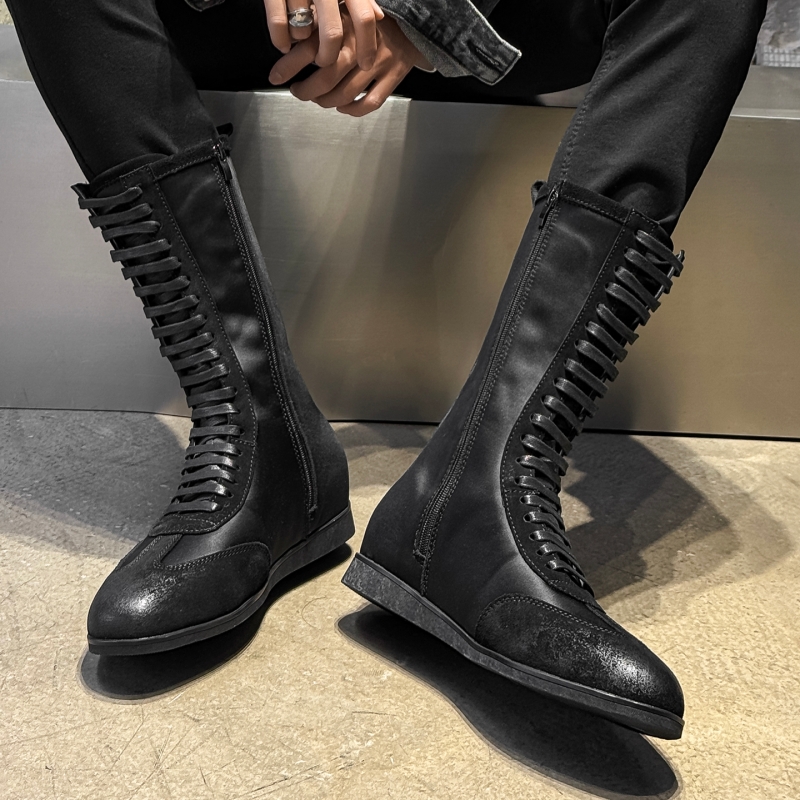 切尔西靴做旧马丁靴5cm隐形增高