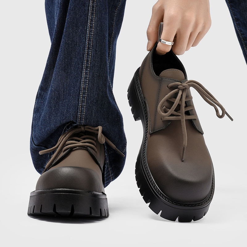 cleanfit大头鞋男厚底增高德比鞋男复古休闲皮鞋透气正装商务男鞋