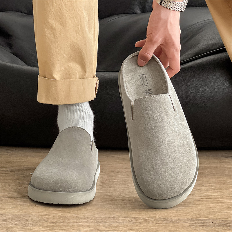 夏季懒人一脚蹬厚底勃肯鞋透气外穿翻毛皮包头半拖鞋休闲复古凉拖,流行男鞋,包头拖,淘宝优惠券,粉丝福利购,淘宝优惠卷