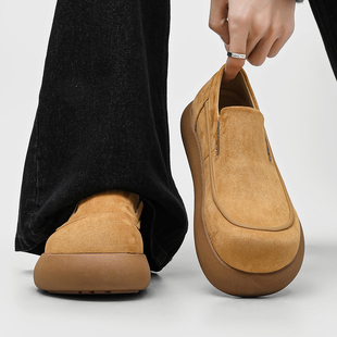 小土豆一脚蹬乐福鞋男复古懒人休闲鞋高级感厚底增高全包勃肯鞋潮