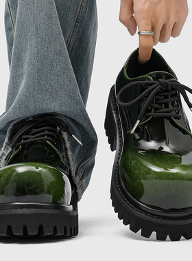 cleanfit大头鞋男10cm隐形增高漆皮亮面休闲皮鞋高级感潮流德比鞋