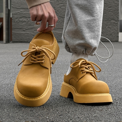 厚底增高大头皮凉拖无后跟皮鞋