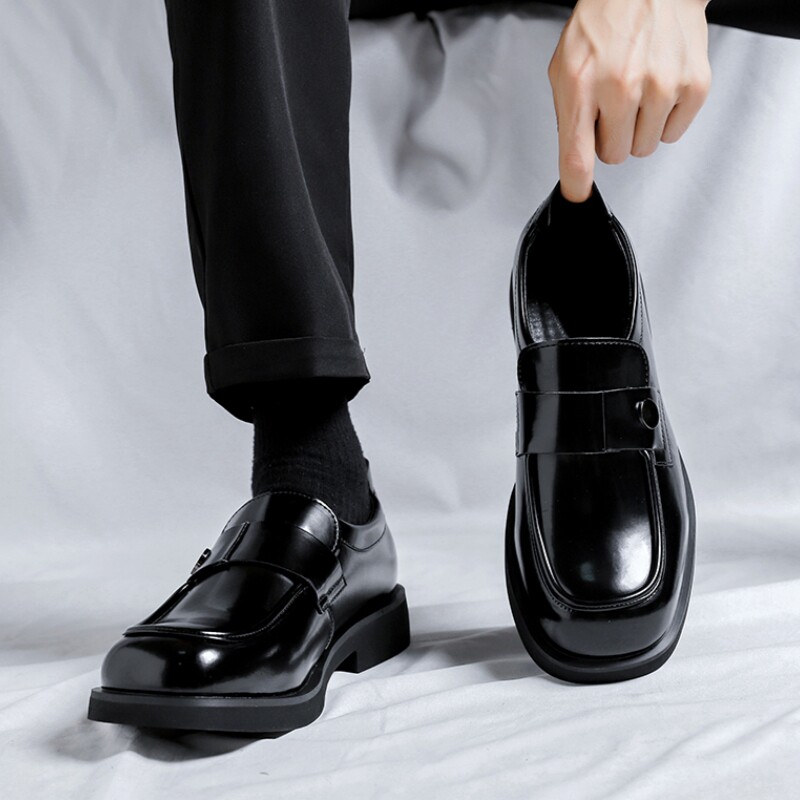 英伦风小众设计感休闲方头小皮鞋