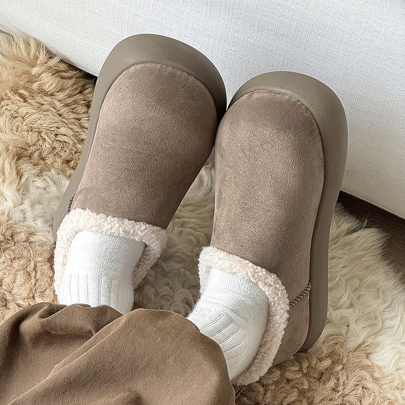 雪地靴厚底小土豆全包勃肯鞋男女冬季加绒保暖增高大头毛毛棉鞋潮