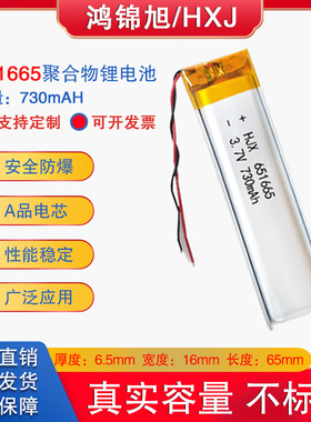 聚合物锂电池3.7v 651665插卡蓝牙音箱充电电池容量730mAh
