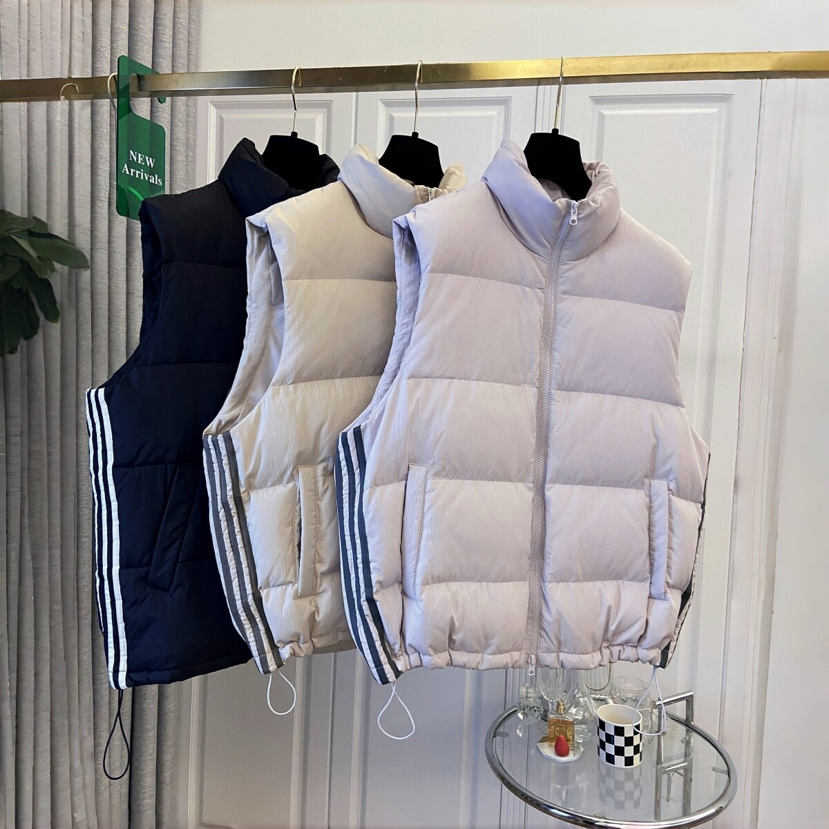 高级感超好看 胖mm大码立领时尚三条杠棉服马甲女秋冬保暖马夹606