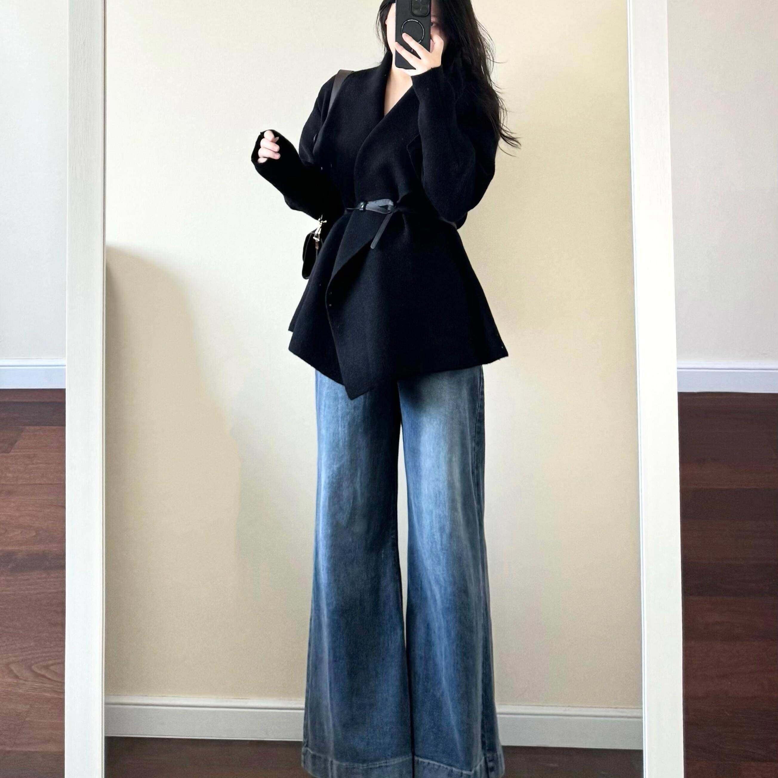 高级感收RPL气质针纯毛衣外套女2024新织款秋冬色中长腰款外搭开